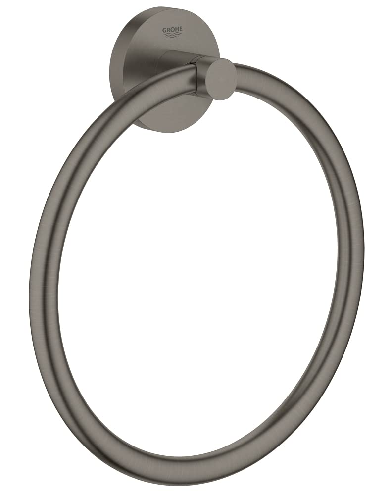 Grohe Essentials Handtuchring, Farbe: Dunkelgrau (Brushed Hard Graphite)