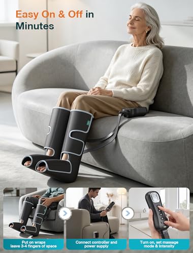 Image of ALLJOY Leg Massager for Circulation and Pain Relief FSA, Father-s Day Gift-s for Dad Men Women, Leg Massager with Heat and Compression Helpful for Vericose Veins, Fatigue, Cramps, Swelling, Edema