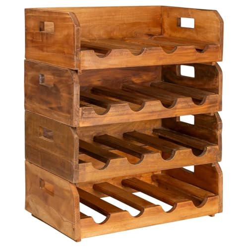 Set de 4 soportes para botellas de madera de caoba sólida miniatura 2