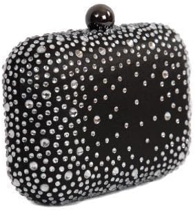 Black diamante encrusted pod handbag box clutch bag minaudiere by Olga Berg