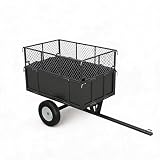 Garvee Schwerlast Gartenanhänger für Rasenmäher & Traktor – 17 cu.ft (480L), 340 kg Traglast, Kippfunktion, abnehmbare Seitenwände, Luftreifen, Anhängerkupplung – Robuster Utility Trailer – Schwarz