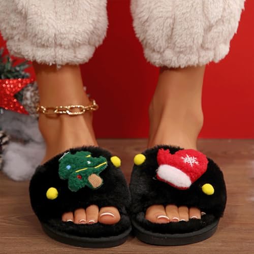 Christmas Slippers for Women Cute House Shoes Fluffy Cozy Plush House Slippers Soft Non-Slip Home Shoes Women3