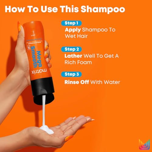 Image of Matrix Mega Smooth Combo for Frizzy, Unmanageable Hair | Defy Frizz for 4 Days* | with Shea Butter and Amino Acid, Professional Anti-Frizz Shampoo + Conditioner + FREE Sling Bag (Pack of 2)