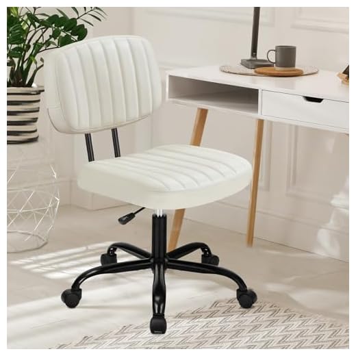 27+ Inspiring Sewing Room Decor Ideas for a Creative Space 6 DUMOS Armless Home Office Desk Chair -Small Ergonomic with Low Back Lumbar Support, Height Adjustable PU Leather Computer Task with 360° Swivel Rolling Wheels, for Small Space, Beige White
