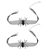 WOFASHPURET 2 Piezas Collar De Araña Cadena De Clavícula De Araña Cadena De Cuello De Halloween Gargantilla De Pelo De Araña De Halloween Decoración De Araña De Halloween Gargantilla De