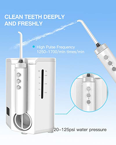 Nicefeel Water Flosser, Dental Oral Irrigator by 10 Adjustable Water Pressure Remote-Control Handle Design 600ml Water Capacity with 7 Multifunctional Jet Tips for Family Teeth Brace Clean - Thumbnail 2