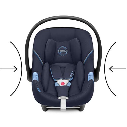 CYBEX Gold Portabebé Aton M i-Size, En contra de la marcha, Incluye reductor para recién nacido, Para niños de 45 cm a 87 cm, Máx. 13 kg, Navy Blue