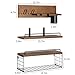 Wall Mounted Bathroom Organizer Shelves Over Toilet, 3-Tier Rustic Wooden Floating Shelf with Metal Basket and Hair Care Styling Tool Holder for Toilet Paper, Towels & Toiletries, Bathroom Decor