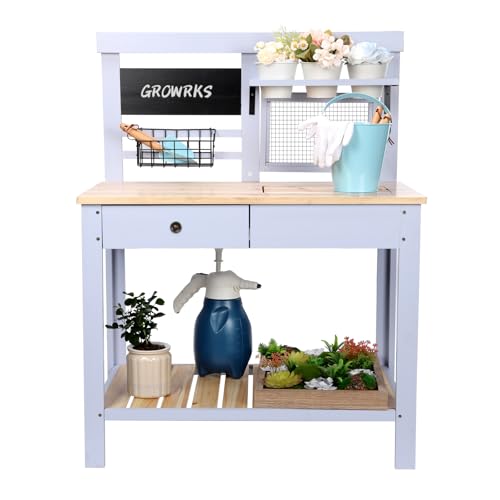 GROWRKS Potting Bench Outdoor Potting Table—Outdoor Kitchen for Kids