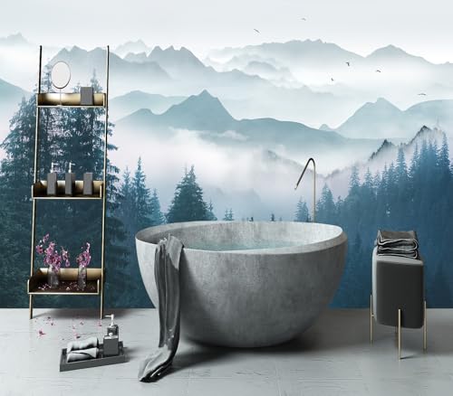 YIHWM-Peel and Stick Foggy Forest Wallpaper Pine Scenery Misty Forest Tree Bedroom Bathroom Large Self-Adhesive wall mural-157"x108"（118 Square Foot） by YIHWM - Image 3