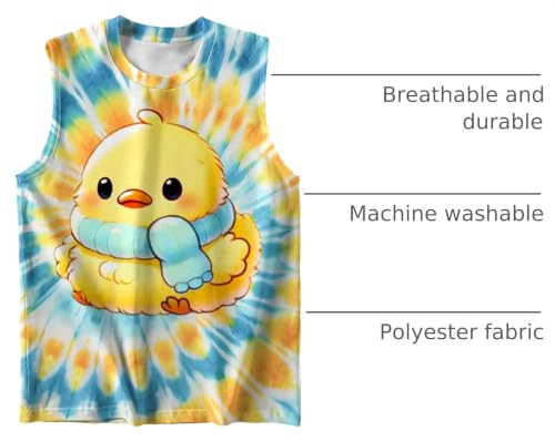 Image of DMPROD Kids Tie Dye Shirt Size 5-14 Years Sleeveless T Shirts Children Tank Tops Hippies Senior Tees for Boys Girls