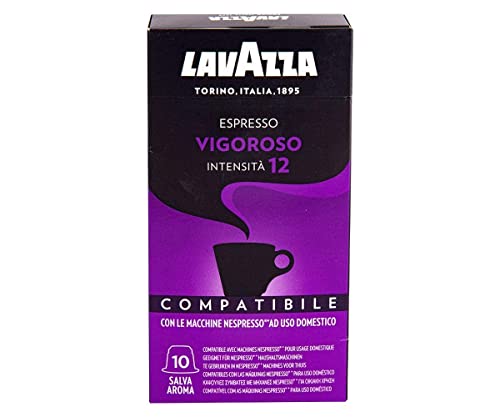 Lavazza Cápsulas de Café Compatibles Nespresso Espresso Vigoroso, 10 Paquetes de 10 Cápsulas (Total: 100 Cápsulas) Cover