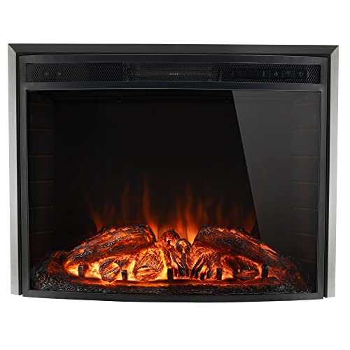 Recpro Rv Fireplace 28" | 26" Cutout Size | Electric Rv Fireplace | Curved Glass | Camper | Heater | Remote Included #TOP1