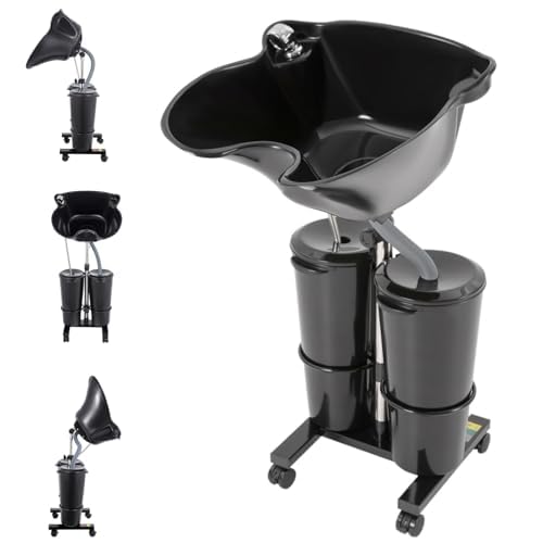 Electric Portable Shampoo Bowl Shampoo Table Hairdressers Shampoo Basin Home Sink Shampoo Tray With Adjustable Height and Downspout; Sprinkler with On-Off Switch