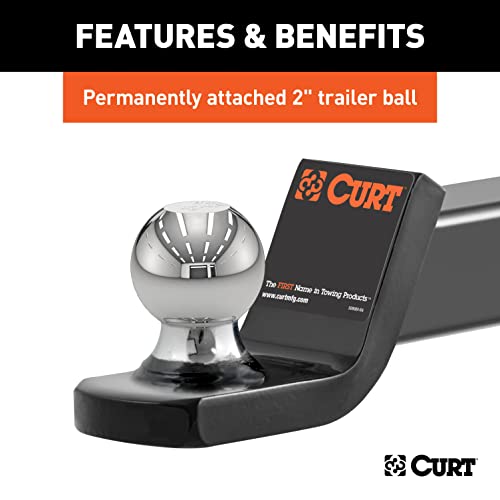 Image of CURT 45134 Fusion Trailer Hitch Mount with 2-Inch Ball & Pin, Fits 2-In Receiver, 7,500 lbs, 2 inch Drop