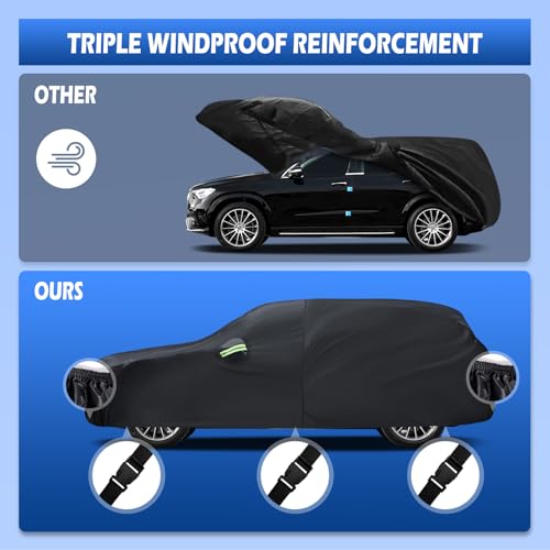 Image of Car Cover Fit for Mercedes Benz E-Class Sedan E300 E350 E450 /E43 E53 E63 AMG (2006-2026), Migaven Waterproof Full Exterior Cover Sun Rain Protection with Door Zipper, Black