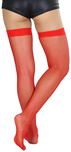 Image of ToBeInStyle Women's Sexy Nylon Versatile Fine Fishnet Thigh High Stockings w /Opaque Band