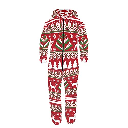 POLERO Camo Pajama for Men Women One-Piece Sleepwear Zip Up Nightgown with Pocket Camouflage Drawstring Hooded Housewear