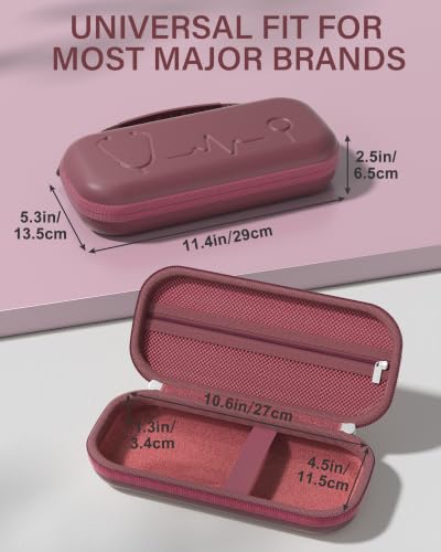 Image of ProCase Stethoscope Case for 3M Littmann Classic III & Cardiology IV -Burgundy | Hard Protective Carrying Bag Fits MDF, ADC, Omron Stethoscopes, Medical Storage Organizer for Nurses & Nursing Students