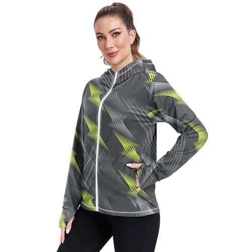 Moletom esportivo geométrico abstrato para trabalho feminino FPS 50+ zíper completo camisetas refres