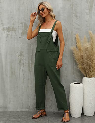Gihuo Women's Baggy Cotton Overalls Jumpsuit With Pockets (Army Green, Small) #TOP4