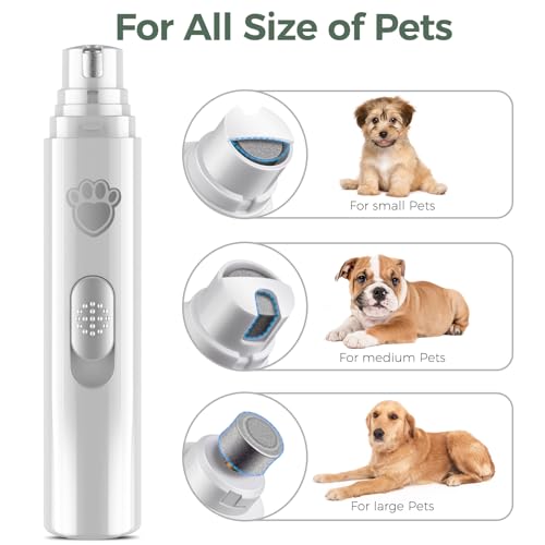 Image of VIWIK Dog Nail Grinder, 2-Speed Rechargeable Dog Nail Trimmers for Large Medium & Small Dogs, Upgrade Professional Electric Pet Paws Nail Grinder, Quiet Puppy Grooming Tool Cat Dog Nail Dremel White