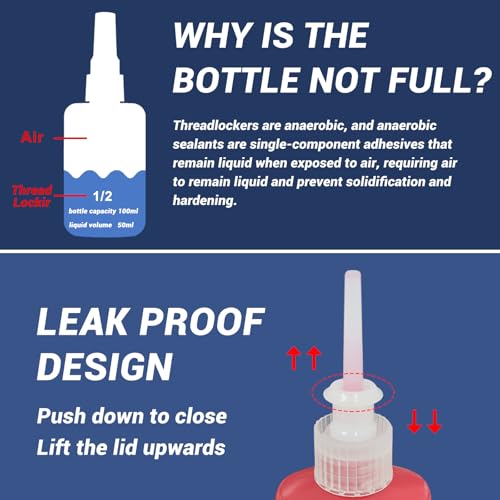 Thread Lock, 50ml Locktight Threadlock, Medium Strength Thread Lock Blue Locking & Seal Nuts, Bolts - Image 3