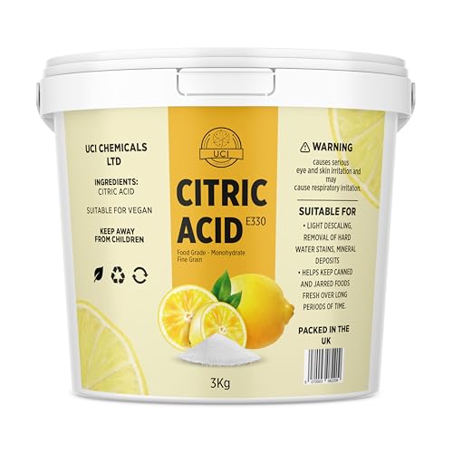Citric Acid 3 Kg Bucket Food Grade Bath Bomb, Cleaning, Descaling and Food Preserving 3 kg