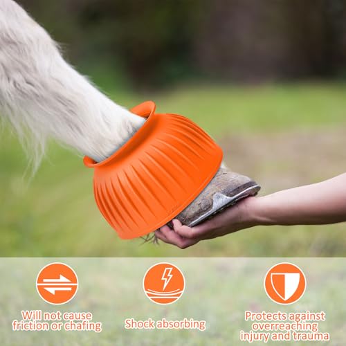 Image of Abbylike Bell Boots for Horses 1 Pair /2 Pair Available, Protect Against Hoof Impact Trauma, Rubber Bell Boots Horse Care for Turnout, No Rub Design Wrap Hook and Loop