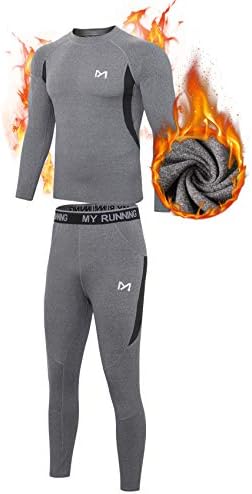 MEETYOO Thermal Underwear for Men, Winter Gear Long Johns Base Layer Top and Bottom Set for Skiing Running
