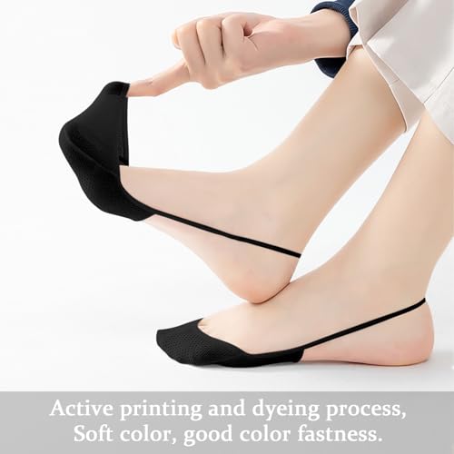 Image of No Show Socks with Invisible Sling Back Womens, 6 Pairs Low Cut Half Toe Topper Socks with Non-Slip Straps for Heels