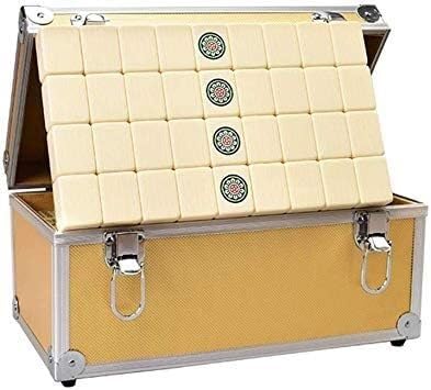 Mahjong ensemble beige avec coffret en aluminium exquis pour vos soirées de jeux