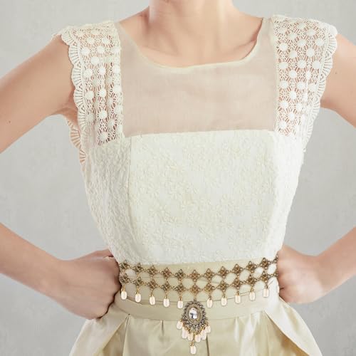 Cinturón de cadena de cintura boho Yardwe con borlas y rhinestones para mujer 7
