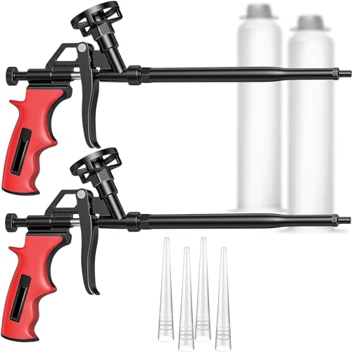 Pack of 2 Red Foam Gun – Heavy Duty PU Foaming Sealant Sprayer for Caulking and Insulation Professional Foaming Gun Spray Application for Filling and Sealing Caulking Gun