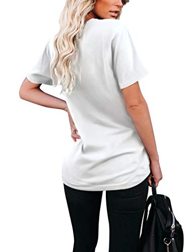 Wiholl Womens White Tshirt Scoop Neck Short Sleeve Summer Clothes Xl #TOP2