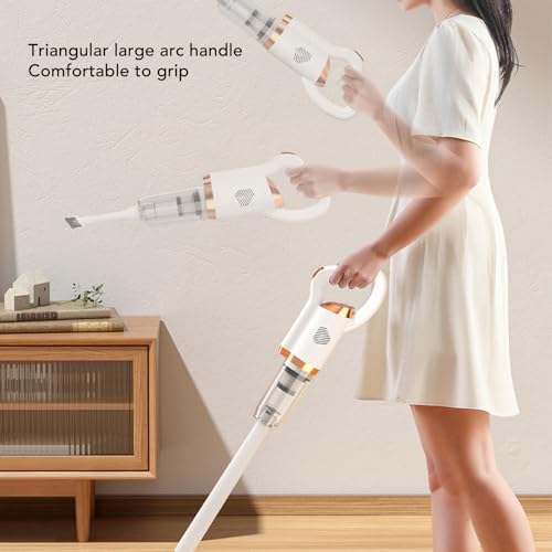Cordless Stick Vacuum, 600ml Dust Cup 120W Rated Power Cordless Stick Vacuum Cleaner Effective Cleansing for Floor (White)