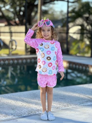 Image of Vogseek Girls Rash Guard Two Pieces Long Sleeve Swimsuit Sets 3-10 Years