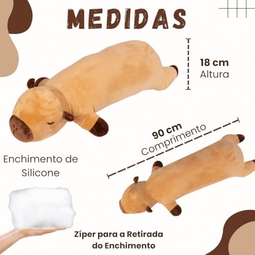 Xuxão Travesseiro Pelúcia Corpo Capivara Dormir Confortável