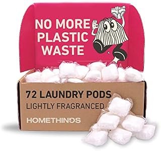 Homethings, Laundry, 72 Eco Washing Pods, Lightly Fragranced, 100% Biodegradable Washing Capsules for Clothes, Kind to Your Skin, Plastic Free, Eco-Friendly, Vegan & Cruelty-Free