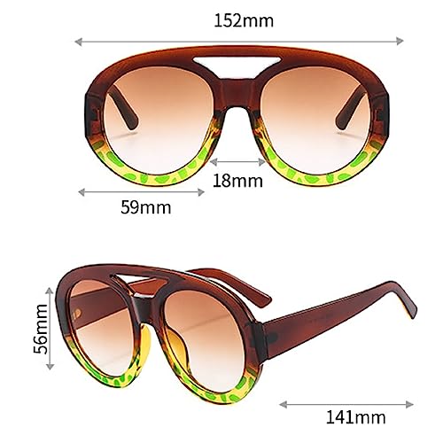 Vintage Double Beam Round Oversized Sunglasses For Women Fashion Gradient Sun Glasses Female Sexy Party Shades4