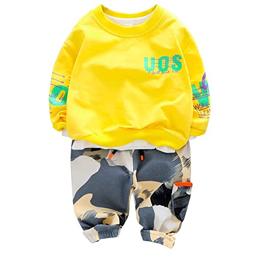 Image of Googo Gaaga Boy's Cotton Full Sleeves Sweatshirt with Pant set in Yellow Color Set For Baby Boys
