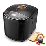 VEVOR Bread Maker, 19-in-1 2LB Dough Machine, Nonstick Ceramic Pan Automatic Breadmaker with Gluten Free Setting, Whole Wheat Bread Making, Digital, Programmable, 3 Loaf Sizes, 3 Crust Colors
