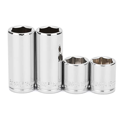 CASOMAN 6 Pieces 3/8-Inch Drive Impact Socket Set, Deep & Shallow, 10mm, Metric, 6 Point & 12 Point Desgin, Mirror Chrome Finish 6PCS 10mm 3/8-Inch