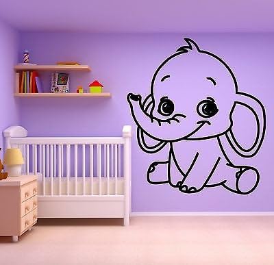 Wall Sticker Vinyl Decal for Kids Room Baby Elephant Nursery Animal (ig647)