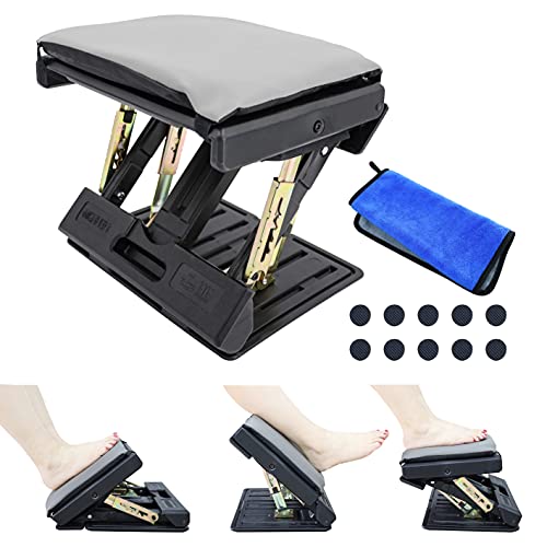 OShuKang Adjustable Office Footrest with 4 Height Levels, Under-Desk Foot Rest with Massage Surface, Maximum Load 120 Pounds (Gray)