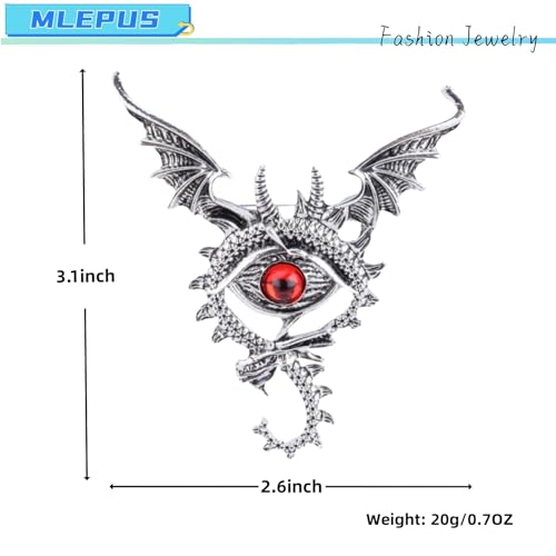 Image of MLEPUS Flying Dragon Evil Eye Brooch Pin for Women Men Gold Plated Fashion Crystal Lucky Charms Vintage Brooch Eyes Lapel Pin Creative Dress Accessories Theme Party Jewelry