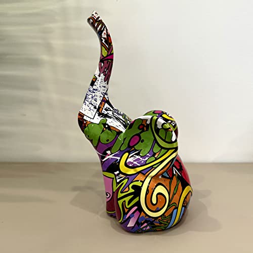 Xita8 Multicolor Abstract Statue For Home Decor,Resin Sculptures Decorative Creative Colorful Elephant Sculptures Office Bedroom Living Room Study Room Studio Decorations #TOP1