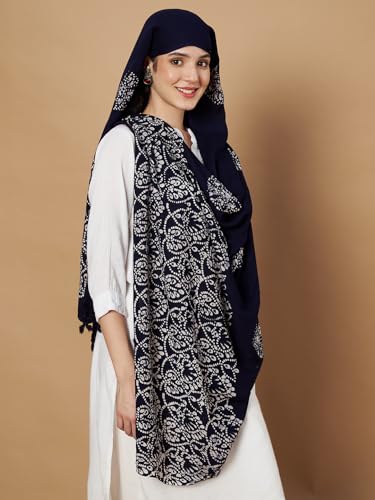 Image of Women's Cotton Rayon Bandhani Print Dupatta with Tassels 2.25 Meters | Women's cotton printed dupatta with tassels.