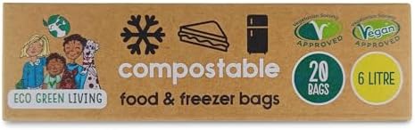 Eco Green Living 6L Compostable Food & Freezer Bags, Eco Friendly...