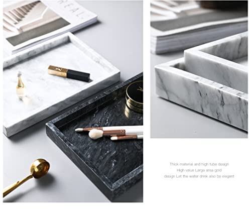 Moreast Black Marble Tray, Stone Bathroom Tray, Decorative Holder For Tissrue, Candle, Soap, Towel, Plant (Black - 12 X 8) #TOP5